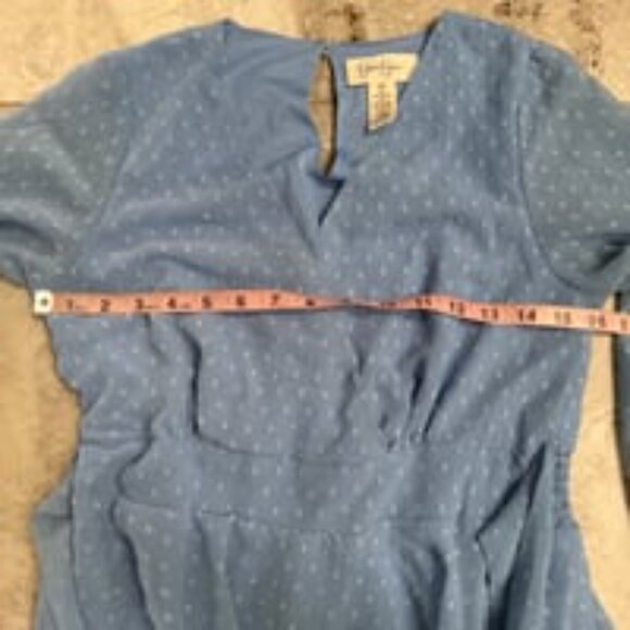 Jessica Simpson Blue Tiered Short Wrap Dress Long - Picture 6 of 6